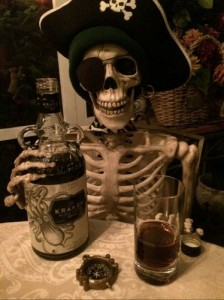 Create meme: Yo-Ho-Ho and a bottle of rum, happy halloween, skeleton