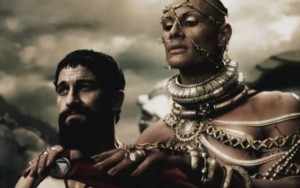 Create meme: king Leonidas the 300 Spartans, 300 Xerxes and Leonidas