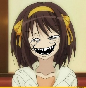 Создать мем: харухи судзумия, yoba face anime, возмущенная аниме тян