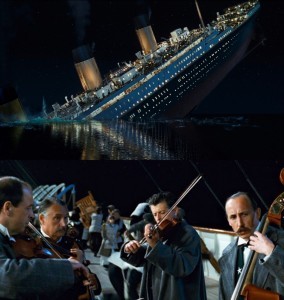 Create meme: the musicians on the Titanic, the sinking of the Titanic, Titanic