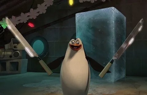 Create meme: penguins from madagascar rico with knives, penguins of Madagascar meme, penguin rico