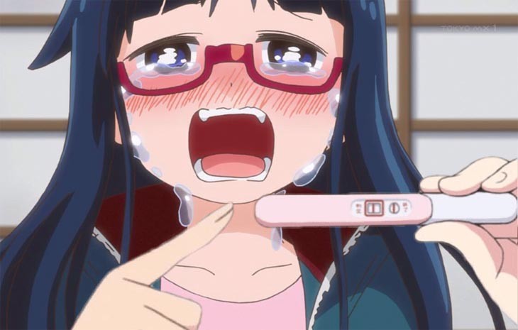 Create meme: anime pregnancy test, anime with a pregnancy test, moments from the anime 