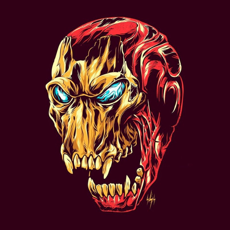 Create meme: the bloody skull, skull scary, iron beast