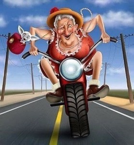 Create meme: Granny on a motorcycle