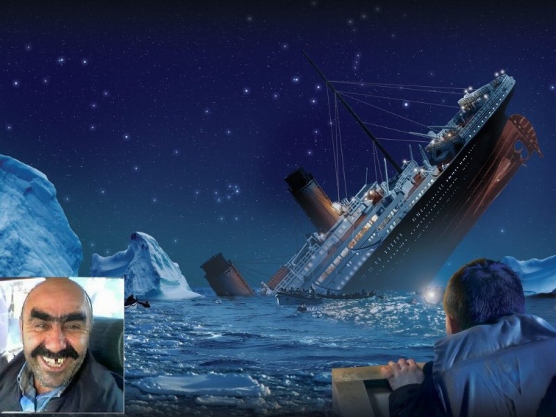 Create meme: the sinking of the Titanic, the iceberg that sank the titanic, Titanic 