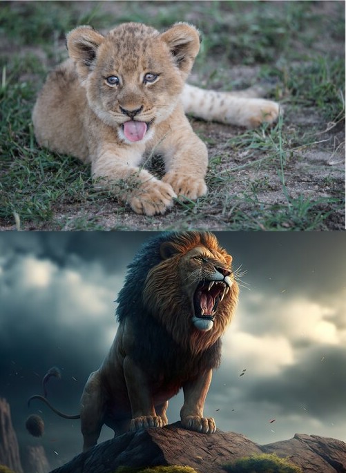 Create meme: Leo the lion, lion cub, the lion cub