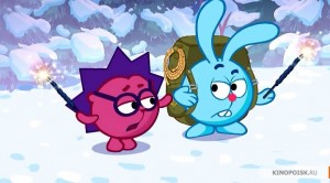 Create meme: Smeshariki 182, Smeshariki is the first season, pictures of cartoon animals in winter