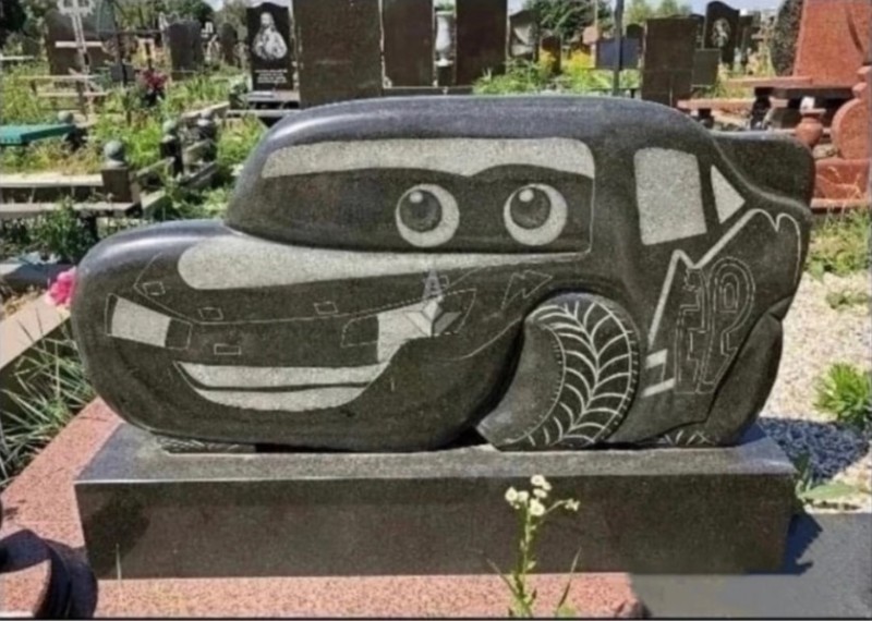 Create meme: a tombstone in the form of a car, unusual tombstones, unusual tombstones