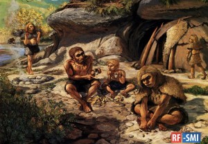 Create meme: Neanderthal, stone age, ancient people