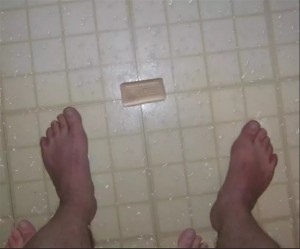 Create meme: feet, foot, dropped the soap