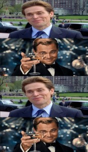 Create meme: Leonardo DiCaprio the great Gatsby, DiCaprio raises a glass, DiCaprio with a glass