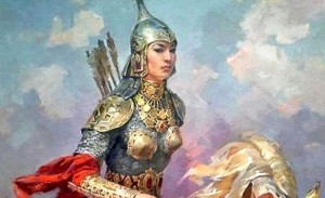 Создать мем: томирис царица, казахские женщины батыры, дева-воительница