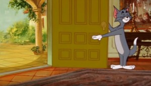 Create meme: angry Tom and Jerry, cartoon Tom, Tom and Jerry meme door