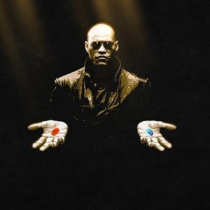 Create meme: Morpheus, Morpheus the matrix blue and red, matrix Morpheus pills