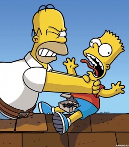 Create meme: Homer strangles Bart, the simpsons