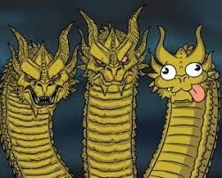 Create meme: three dragon heads, the three heads of the dragon meme, three-headed dragon meme