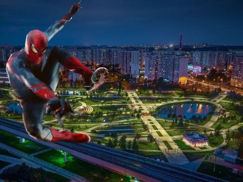 Создать мем: новый человек-паук (2012) (the amazing spider-man), большой парк, южное бутово