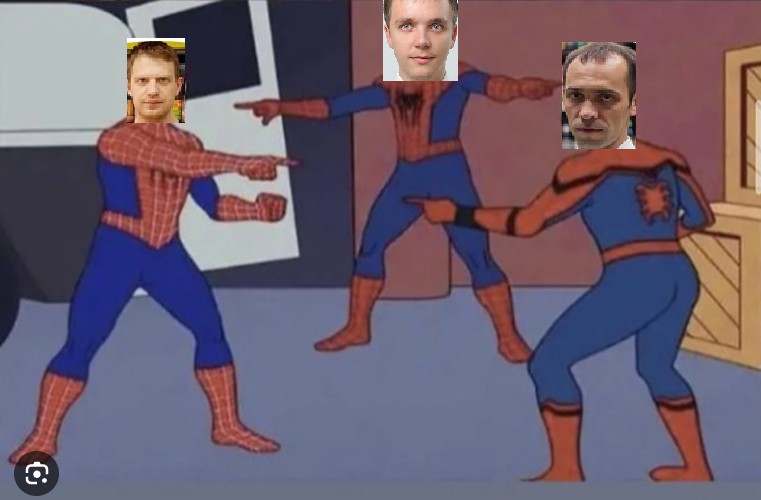 Создать мем: два человека паука, 3 человека паука мем, мем 2 человека паука