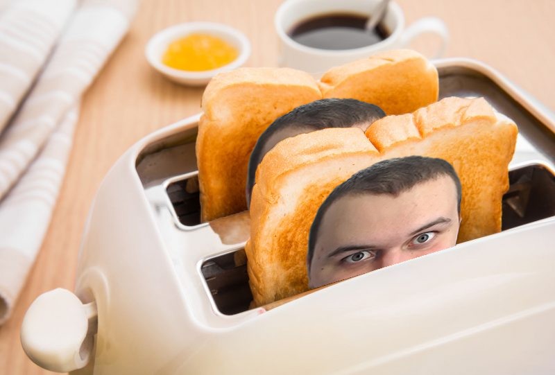 Создать мем: хлеб для тостов, вкусный завтрак, хлеб из тостера