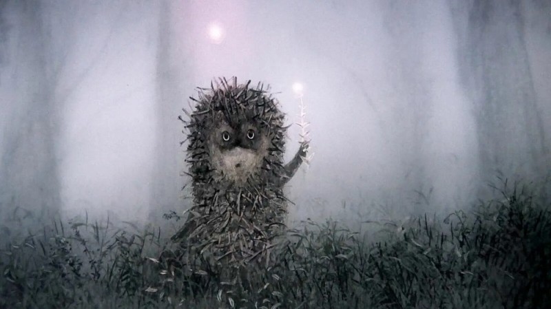 Create meme: hedgehog in the fog owl, hedgehog in the fog cartoon, hedgehog in the fog cartoon 1975