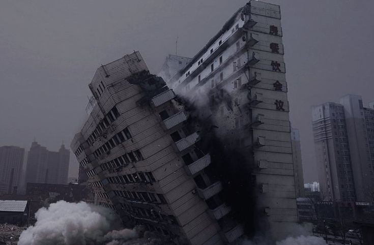 Create meme: multi-storey building, A building collapses in a dream, the destruction of buildings