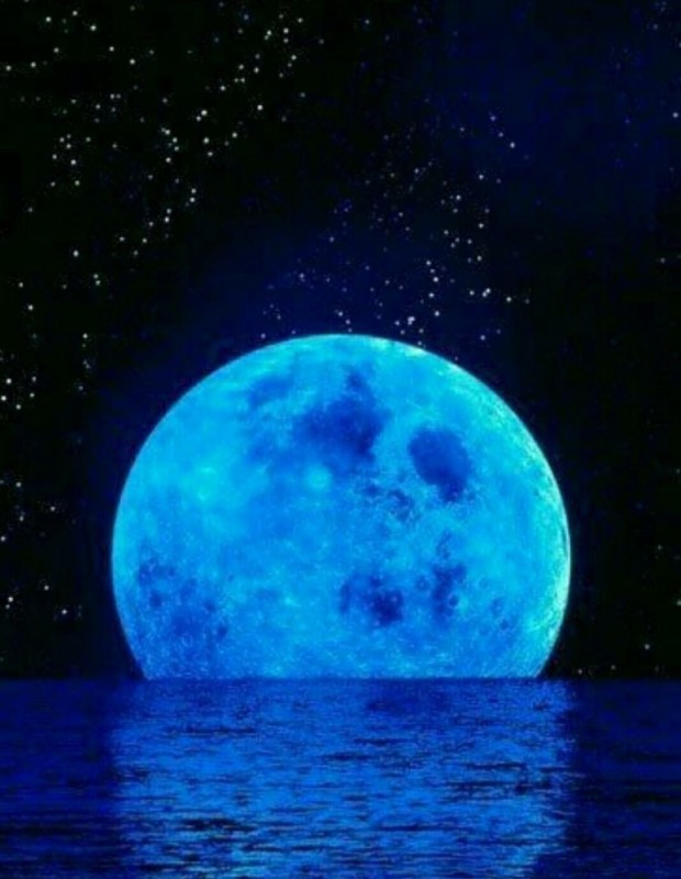 Create meme: the moon is blue, bright moon, blue moon