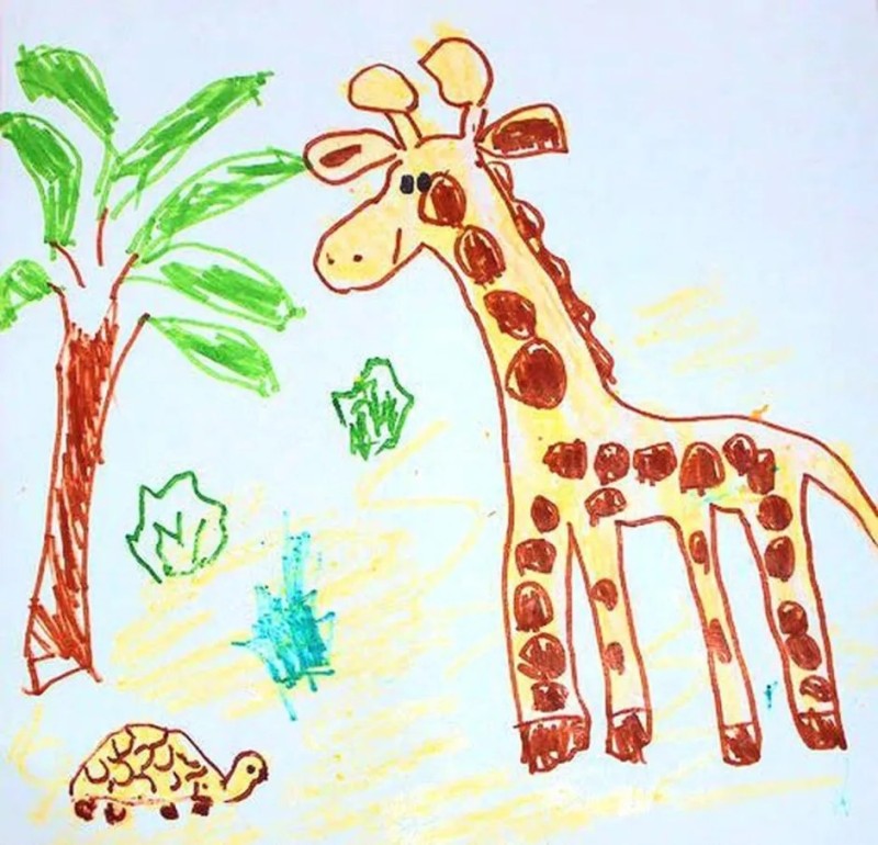 Создать мем: рисование жираф подготовительная группа, жираф рисунки, жираф гуашью для детей