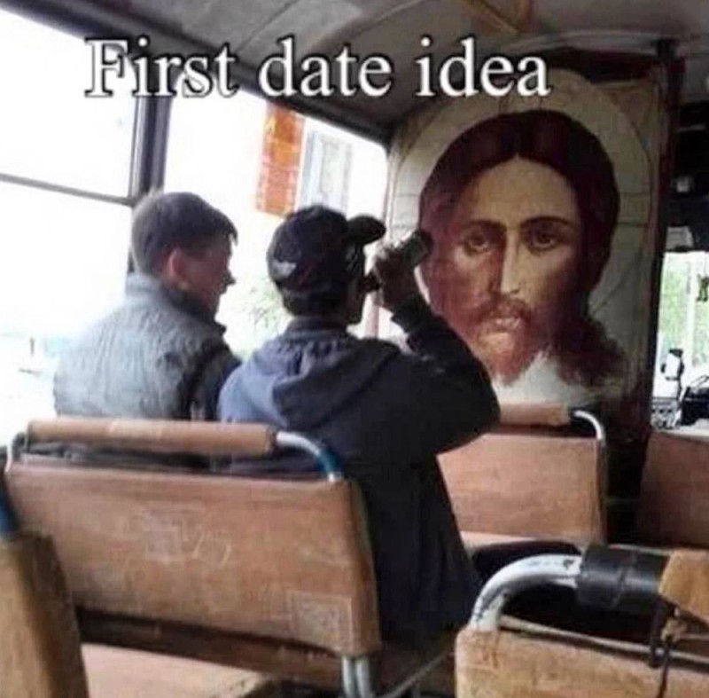 Create meme: Jesus on the bus, Jesus in the subway, clear jokes