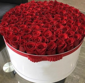 Создать мем: 50 красных роз в коробке, букет роз в коробке, розы в коробке