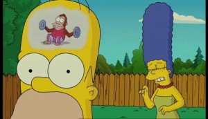 Create meme: Homer the monkey in the head, the monkey in the head of Homer, Homer