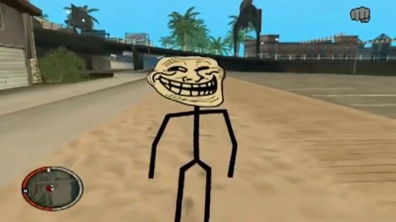 Create meme: trollface GTA San Andreas, Troll face in GTA San Andreas, trollface in GTA
