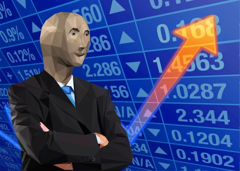Create meme: stonks genshin, on the stock exchange, stonks businessman