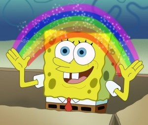 Create meme: spongebob rainbow, magic spongebob, spongebob rainbow 