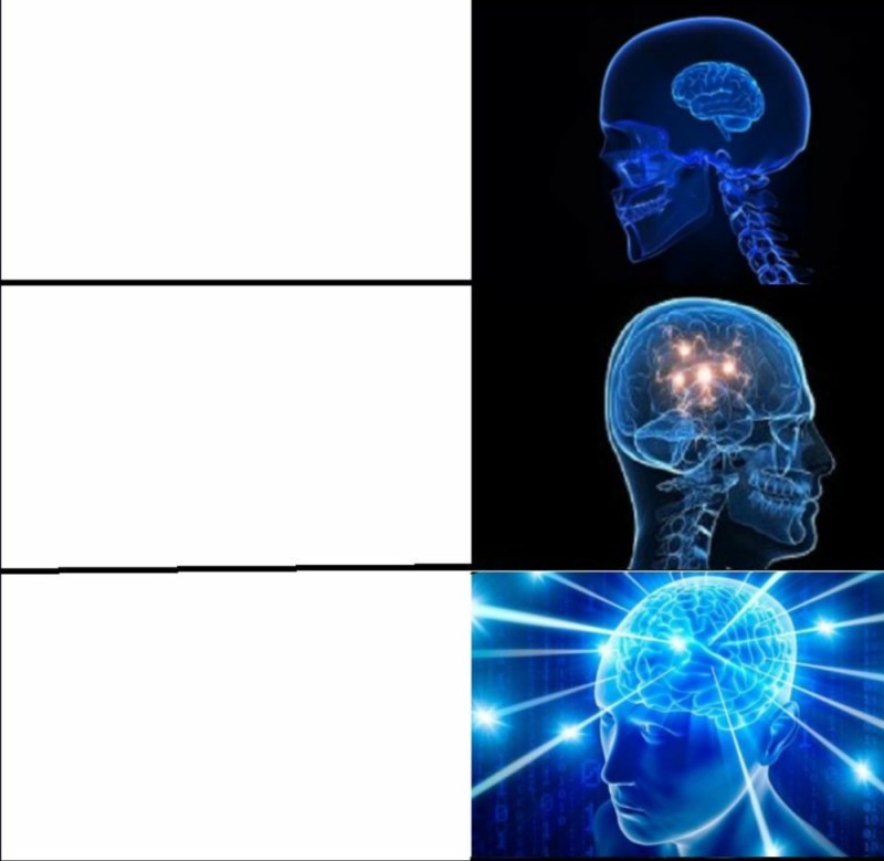 Create meme: blue brain meme, template meme overmind, glowing brain meme