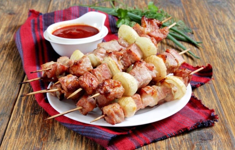 Create meme: pork kebabs, skewers for barbecue, kebab 