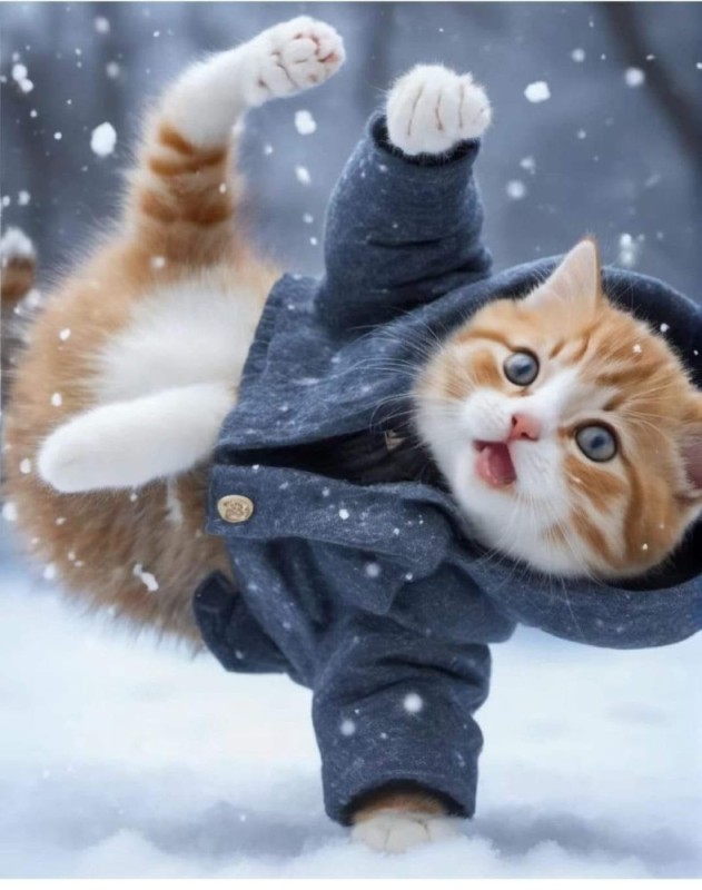 Создать мем: зима доброе утро, кошка, утро зима