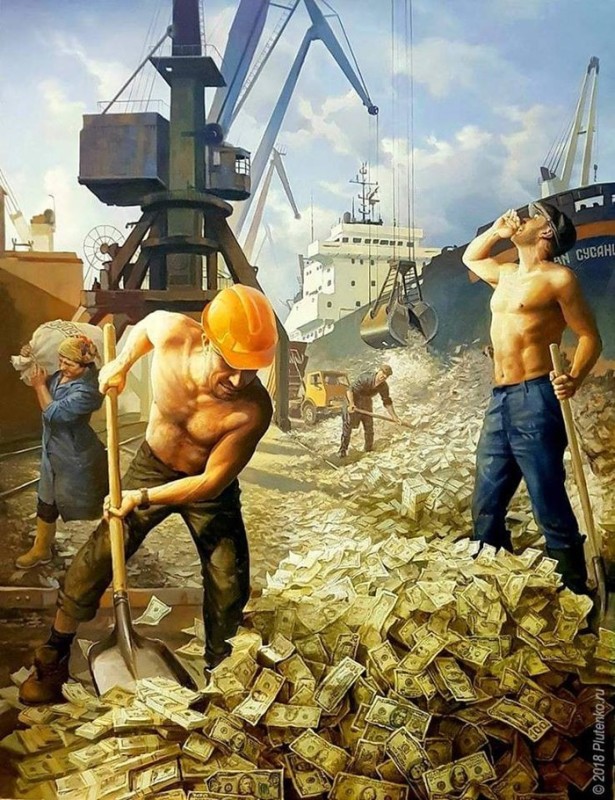 Создать мем: советские плакаты про строителей, деньги, картины
