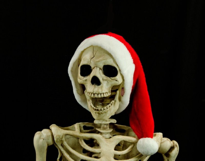 Создать мем: санта скелет кровавый, новогодний череп, санта скелет
