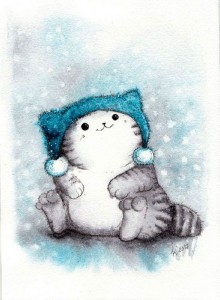 Создать мем: котики милые рисунки, иллюстрации милые, рисунки для срисовки зимние