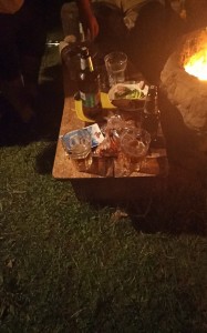 Create meme: kebab, sitting by the fire, bonfire night fishing