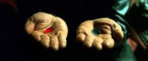 Создать мем: синяя или красная таблетка, красная таблетка, морфеус таблетки