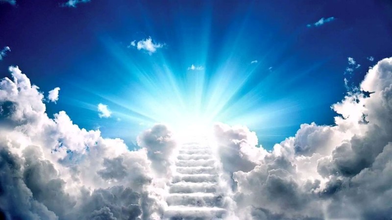 Create meme: Stairway to heaven with angels, Paradise in heaven, divine sky