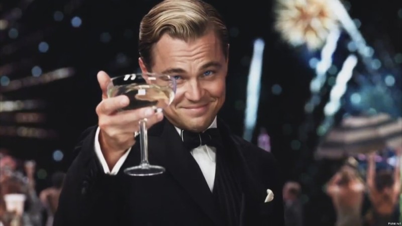 Create meme: leonardo dicaprio's meme with a glass, Leonardo DiCaprio the great Gatsby, DiCaprio Gatsby