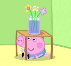Create meme: peppa pig under the table pictures, Pepa pig under the table, peppa pig George under the steel