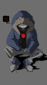 Create meme: horror sans wolf, killer Sanz art, naruto Kakashi Chibi of Hatake