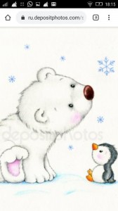 Create meme: cute drawing of a penguin and polar bear, cute bear pattern, white bear
