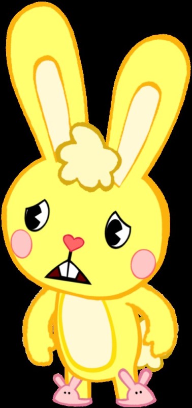 Create meme: Bunny , tree friends, yellow rabbit