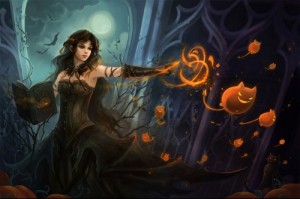 Create meme: fantasy, happy halloween, magic girl