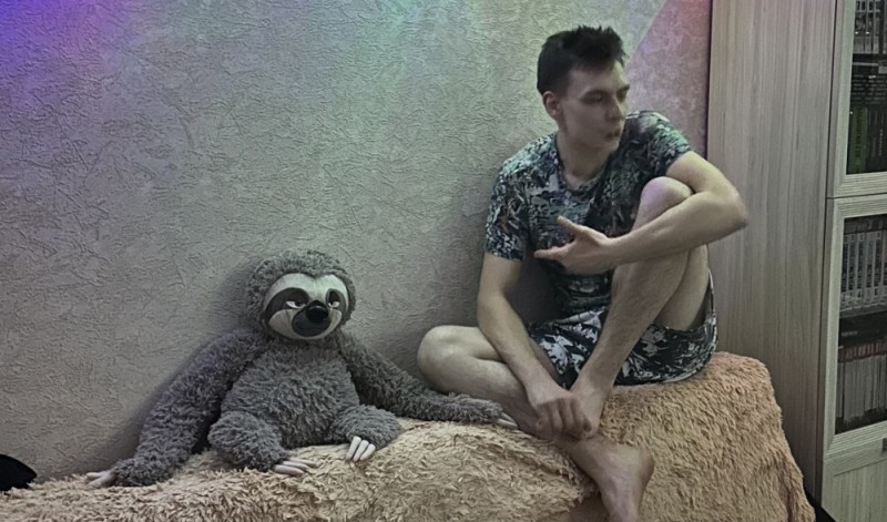 Create meme: male , toy sloth, A soft toy sloth