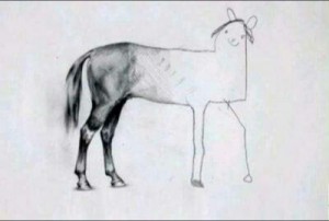 Создать мем: недорисованный конь, не дорисованная лошадь, мем рисунок лошади